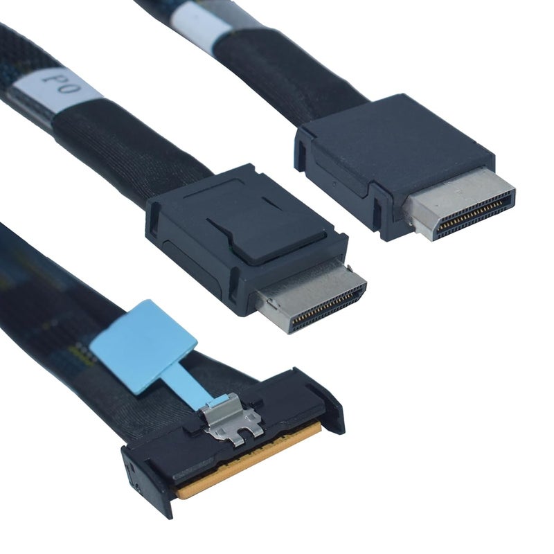 LetLinkSo PCIe 5.0 MCIO x8 to Dual Oculink Cable, MCIO to Oculink SFF-8611 4i Cable, 2.6 feet(80 cm) - Image 1